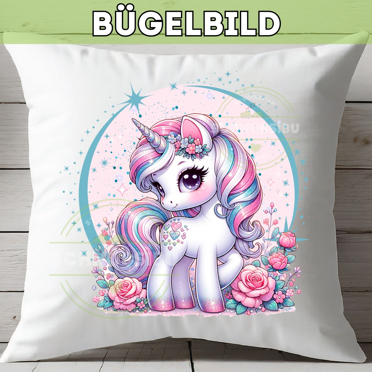 Bügelbild Einhorn White Edition Nr. 5